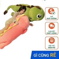 Gấu bông gối ôm Khủng long đuôi tim bông cao cấp, vỏ nhung Hàn Quốc mềm mịn, co dãn 4 chiều, size 65cm - 1m8