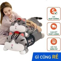 Gấu bông gối ôm Mèo hoàng thượng bông cao cấp, vỏ nhung Hàn Quốc mềm mịn, co dãn 4 chiều, size 100cm - 130cm