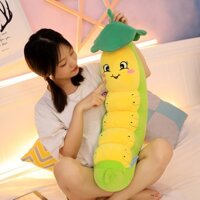 Gấu bông, gối ôm Sâu khoai xanh lá đáng yêu vải co dãn 4 chiều