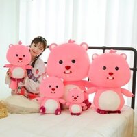 Gấu Bông Hải Ly Loppy Hồng. Thú nhồi bông loopy pororo đáng yêu, lông mềm mịn. Thú Bông Toy Đồ Chơi