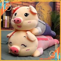 Gấu Bông Heo Áo Yếm - Heo Bông Mặc Yếm - Gấu Bông Gối Ôm Cao Cấp Size 1m