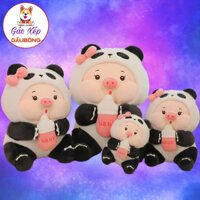 Gấu bông heo cosplay gấu trúc panda ôm bình sữa