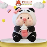 Gấu Bông Heo Cosplay Gấu Trúc Cầm Bình Sữa Mặc Áo Lotso, Lena Lợn Gấu Trúc Cao Cấp Hàng Xuất Khẩu