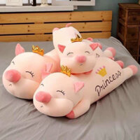Gấu bông Heo hồng đội vương miện gối ôm dễ thương size 80cm
