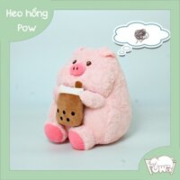 Gấu bông Heo hồng Pow ôm trà sữa mềm mại dễ thương