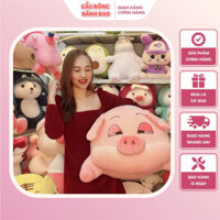 Gấu Bông Heo Lười Mắt Híp 1M2 Béo Ú, Tham Ăn siêu hot - Vải Nhung Co Giãn 4 Chiều Mền Mịn