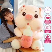 Gấu Bông Heo Ôm Bình Sữa Lợn Bú Bình Mẫu Thú Nhồi Bông Siêu Cute Hàng Cao Cấp Mềm Mịn