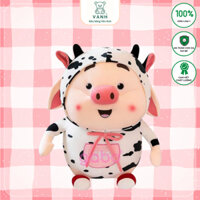 Gấu Bông Heo tiktok Bò Sữa, Lợn Mặc Áo Bò Sữa Siêu mềm mịn