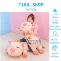 Gấu bông heo vương miện nằm, heo thiên thần,heo bông nằm thú nhồi bông cho bé size 80cm-T021