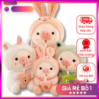 Gấu Bông Hình Con Heo Uống Trà Sữa Dễ Thương