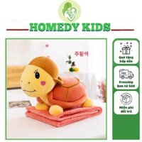 Gấu bông hình con rùa, có ruột là chân bông mềm mại, bộ mền gối 3 trong 1 siêu xinh, mềm mại, tiện lợi, mang đi dễ dàng