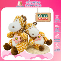 Gấu bông Hươu Cao Cổ đeo túi size 40-50cm, thú bông nhồi gòn cao cấp - Happy Hug