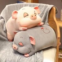 Gấu bông kèm chăn gối văn phòng 2 trong 1 gối ôm nhồi bông hình con heo dễ thương đáng yêu tiện lợi