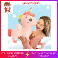 Gấu bông kỳ lân - Ngựa Unicorn cao cấp - Tặng kèm móc khóa hoạt hình