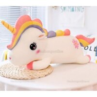 Gấu bông Kỳ Lân Unicorn trắng thêu hoa đẹp