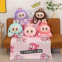 Gấu Bông Labubu Kèm Chăn 1m1*1m5 Cùng Họa Tiết ,Bộ Chăn Kèm Gối Văn Phòng Đa Năng 3 in1 Tiện Lợi Shopgagoigiare.vn