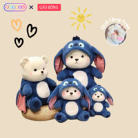 Gấu bông lena stick xanh, Gấu bông lena xanh mũ stick tai dài dễ thương chất liệu vải lông thỏ siêu mềm mại