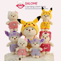 Gấu bông Lena To Khổng Lồ 1m1 cosplay gấu dâu, Pikachu, Stick, Hello Kitty Teddy Dâu Mặc Áo Yếm SALOME tp HCM