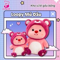 Gấu Bông Loopy đội mũ dâu Lotso cực xinh, Loopy đội mũ gấu dâu lotso cực xinh đẹp Thú Bông