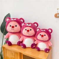 Gấu Bông Loopy đội mũ dâu Lotso cực xinh, Thú nhồi bông Loopy đội mũ gấu dâu lotso cực xinh đẹp Thú Bông