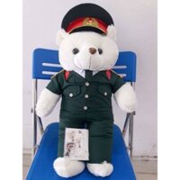 Gấu bông mặc đồ lính ( màu xanh)