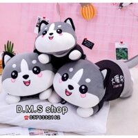 Gấu Bông Mèo Bông Alaska Siêu Mềm Êm Mịn, Thú Bông Mèo Bi Husky Xám Siêu to khổng lồ dễ thương