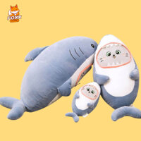 Gấu Bông Mèo Cosplay Cá Mập Kích Thước 50cm Cao Cấp Foxx Store