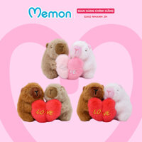 Gấu bông móc khoá couple capybara ôm tim Memon móc khoá đôi capybara ôm tim 10cm cao cấp