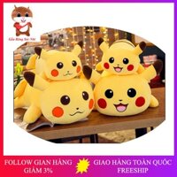 Gấu bông pikachu, thú nhồi bông gối ôm pikachu cao cấp vải nhung co giãn 4 chiều