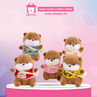 Gấu bông rái cá áo len đeo túi Bemori thú nhồi bông rái cá mặc áo 25cm mềm mịn cao cấp