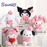 Gấu bông Sanrio ôm trái tim hoa hồng 24cm