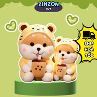 Gấu bông shiba cosplay hổ ôm trà sữa dễ thương nhồi bông êm mịn cao cấp ZinZon