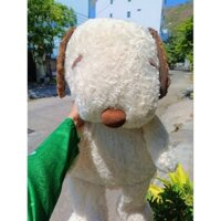 Gấu bông SNOOPY 70cm lông xoắn hoa hồng màu nâu chính hãng