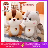 Gấu Bông Sóc Hạt Dẻ Mềm Mịn Vải Co Dãn 4 Chiều Quà Tặng Cho Bé Ý nghĩa - Tặng kèm móc khóa gấu bông