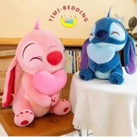 Gấu bông stitch xanh ôm trái tim nhập khẩu cao cấp, món quà cho bé cute, dễ thương– Timibedding