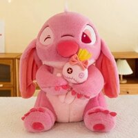 Gấu Bông Stitch Xanh Ôm Vịt, Thú Nhồi Bông Stitch Nhồi Bông Mềm Mịn