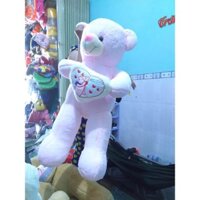 Gấu bông teddy hồng ôm tim