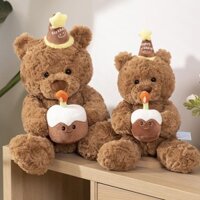 Gấu Bông Teddy ôm bánh sinh nhật thổi nến đội mũ sinh nhật, Thú nhồi bông, thú bông gấu Teddy tặng sinh nhật Toy Đồ Chơi