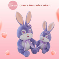 Gấu Bông Thỏ Tím Ngồi đeo nơ kẻ, Thú Bông Thỏ tím GABO TEDDY BEAR