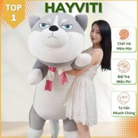Gấu bông Thú Nhồi Bông Gối Ôm chó Husky ngáo cute cao cấp mềm mịn co giãn 4 chiều size 50 - 1m5 HAYVITI