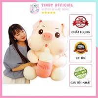 Gấu bông thú nhồi bông to khổng lồ cho bé Heo ( Lợn ) ôm bình sữa gối ôm thú bông gau bong cao cấp TINDY