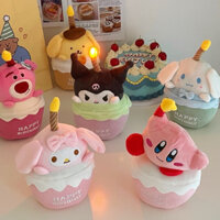 Gấu Bông Thú Sanrio hình Bánh Kem Sinh Nhật có đèn và phát nhạt Happy Birthday (hàng cao cấp)