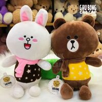 Gấu Brown, Thỏ Cony choàng khăn mặc áo sao – 20cm