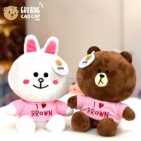 Gấu Brown Thỏ Cony mặc áo thun I Love – 25cm