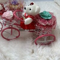 Gấu chạy xe đạp chở giỏ hoa
