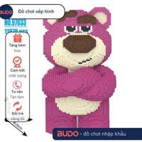 gấu dâu đứng cool ngầu 46cm 39cm lotso ôm dâu ôm tim đeo túi duz Đồ chơi xếp hình lắp ráp nano block cho bé