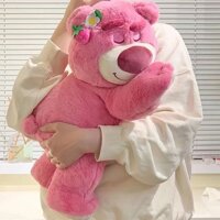 Gấu dâu lotso kèm mền, gấu dâu dễ thương kèm mền tiện lợi, vải nhung mềm mịn, kích thước 55cm kèm mền 1m6x2m
