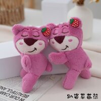 Gấu dâu nằm mới, trang trí mặt dây chuyền nhồi bông, móc khóa ba lô, búp bê hoạt hình, quà tặng nhỏ cho trẻ em