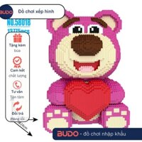 gấu dâu ôm tim 50cm 41cm lotso ôm dâu ôm tim đeo túi duz Đồ chơi xếp hình lắp ráp nano block cho bé