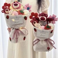 Gấu Dâu Tây Bó Hoa Búp Bê Sang Trọng Búp Bê Dễ Thương Quà Sinh Nhật Cô Gái Cho Bạn Gái Bạn Gái Sáng Tạo Cao Cấp
